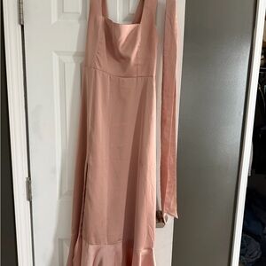 Show me your mumu Claire midi dress rose gold luxe satin